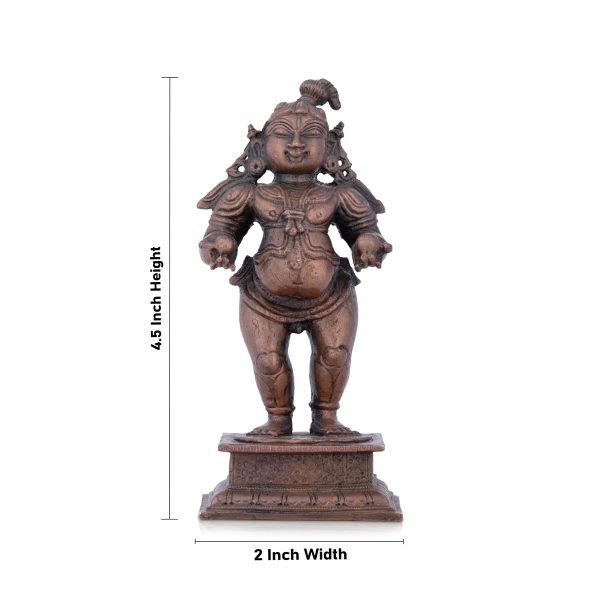 Krishnan Statue - 4.5 x 2 Inches | Copper idol  Krishna Statue Standing With Laddu Idol for Pooja  445 Gms Approx For Cheap