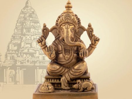 Ganesh Murti - 4.5 x 2.75 Inches | Antique Brass statue   Vinayaka Idol for Pooja   660 Gms Approx Online