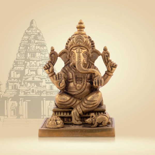 Ganesh Murti - 4.5 x 2.75 Inches | Antique Brass statue   Vinayaka Idol for Pooja   660 Gms Approx Online