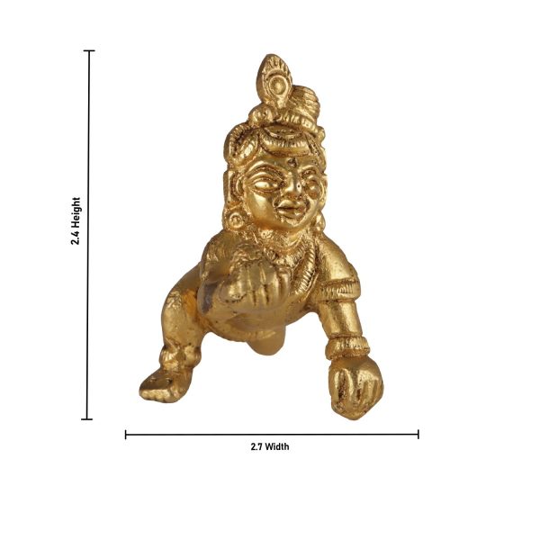 Crawling Krishna - 2.4 Inches | Little Krishna Statue  Brass Idol  Little Krishna Murti for Pooja For Cheap