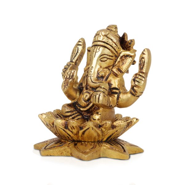 Ganesh Murti - 3.5 Inches | Antique Brass Statue  Vinayagar Statue  Ganesha Idol for Pooja For Discount