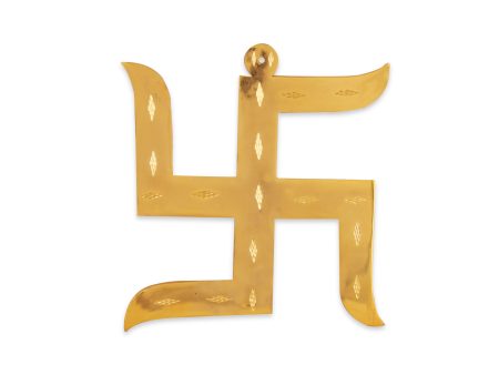 Brass Swastik Wall Hanging - 10 x 8.5 Inches | Swastik Hanging for Vastu  1.100 Kgs Approx Online Sale