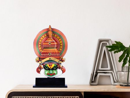 Kathakali Head with Stand - 10 x 6 Inches | Wooden Wall Hanging  Printed Kathakali Carved Face for Home For Cheap