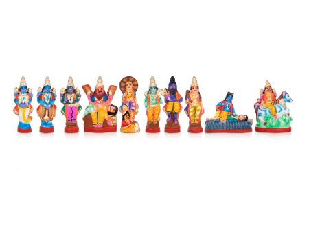 Action Dasavatharam Clay Golu Bommai Set - 6 x 6.5 Inches | Giri Golu Doll  Navaratri Golu Bomma Gombe Bommai Cheap