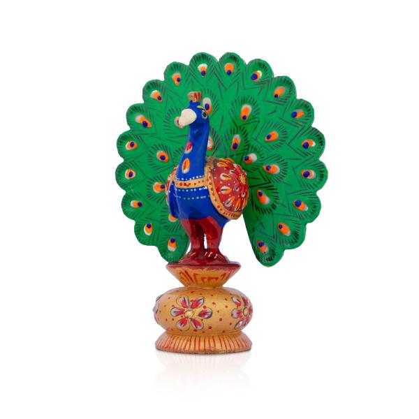 Peacock Statue - 5.5 Inches | Painted Peacock  Wooden Peacock for Home Decor Online now