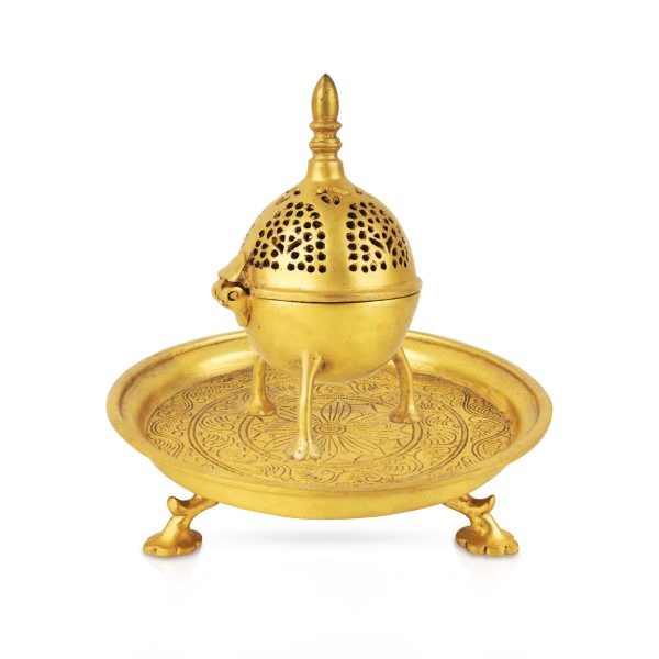 Sambrani Stand - 9 x 8 Inches | Antique Brass Dhoop Stand  Dhoop Holder for Pooja Fashion