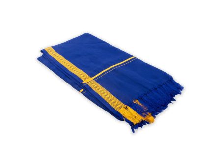 Mudi Towel - 30 x 60 Inches | Pentex Design Towel  Blue Colour Thorthu  Kasavu Shawl for Men Fashion