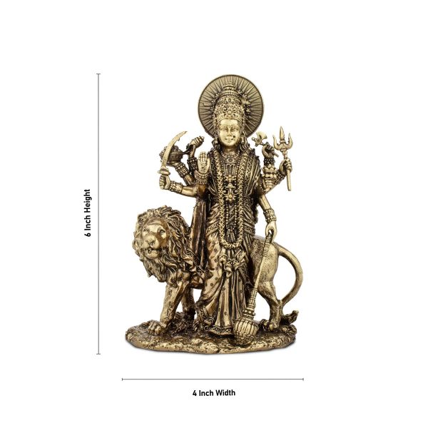 Durga Devi - 6 x 4 Inches | Durga Statue Sitting On Lion  Brass Idol  Durga Murti for Pooja  515 Gms Approx Online Hot Sale