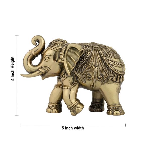 Elephant Statue - 4 x 5 Inches | Brass Idol  Elephant Figurine for Pooja  475 Gms Approx on Sale