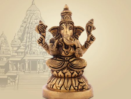 Ganesh Murti - 4.5 x 3 Inches | Antique Brass Statue  Vinayaka Idol for Pooja   680 Gms Approx Sale