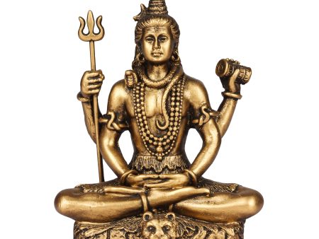 Shiva Statue - 3 Inches | Resin Shiva Idol  Brass Finish Shiva Murti for Pooja For Sale