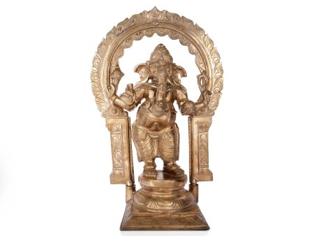 Ganesh Murti with Arch - 19 x 12 Inches | Panchaloha Idol  Ganpati Murti  Vinayaka Idol for Pooja  17.57 Kgs Hot on Sale