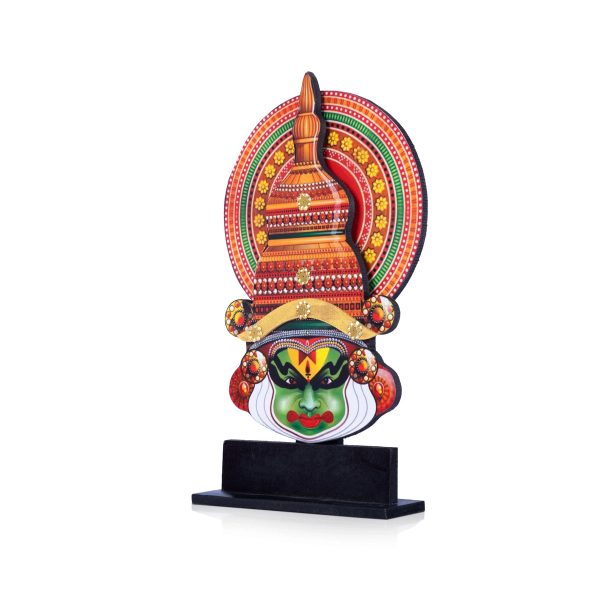 Kathakali Head with Stand - 10 x 6 Inches | Wooden Wall Hanging  Printed Kathakali Carved Face for Home For Cheap