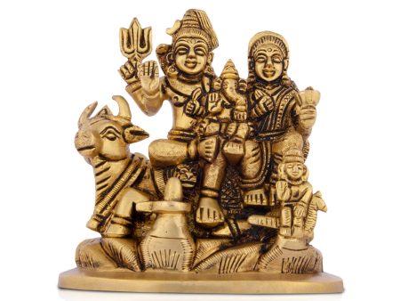 Shivan Family - 5.5 x 4 Inches | Antique Brass Statue  Sivan Family Statue for Pooja  1.345 Kgs Approx Online Hot Sale