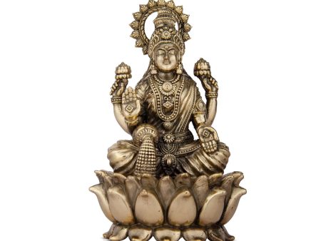 Laxmi Statue - 6 x 4 Inches | Lakshmi Statue Sitting On Lotus  Brass Idol for Pooja  565 Gms Approx Sale