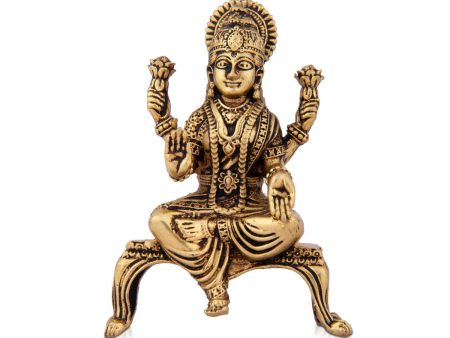 Laxmi Devi Statue - 3.5 x 2.5 Inches | Lakshmi Statue Sitting On Chowki  Brass Idol for Pooja  120 Gms Approx Fashion