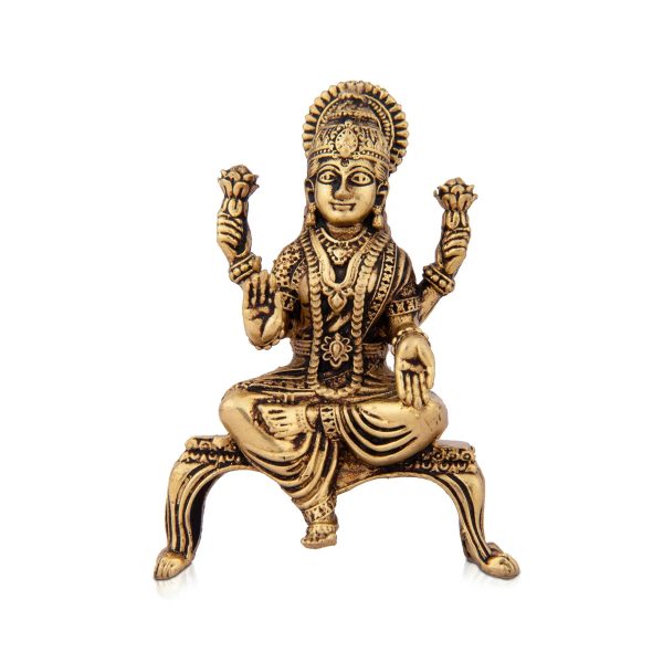 Laxmi Devi Statue - 3.5 x 2.5 Inches | Lakshmi Statue Sitting On Chowki  Brass Idol for Pooja  120 Gms Approx Fashion