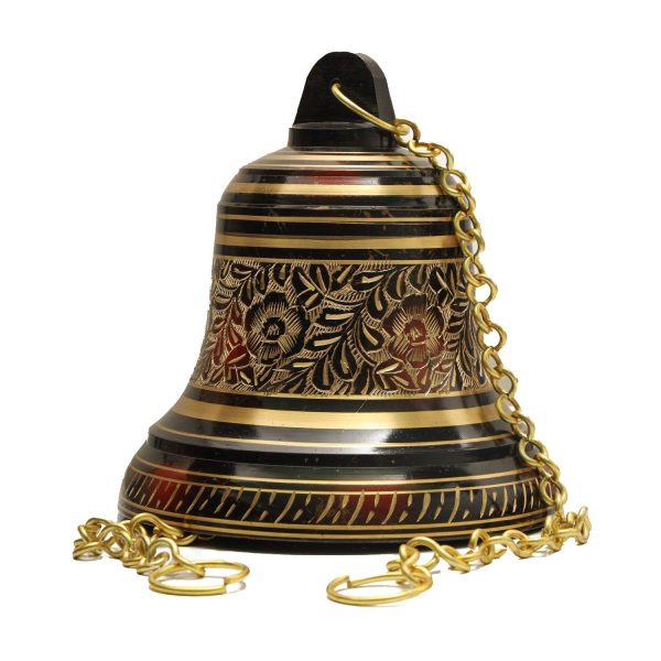 Brass Bell - Enamel - 3 Inches | Brass Bell Hanging  Pooja Hanging Bell with Chain  Hanging Bells for Mandir Online