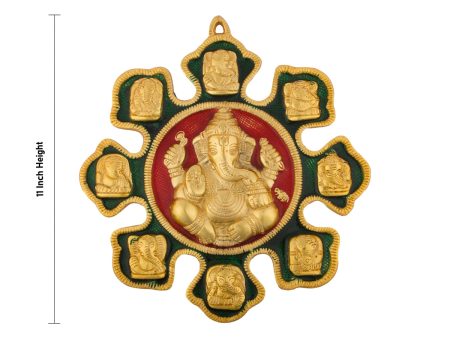 Ashta Vinayak Wall Hanging - 11 x 10 Inches | Aluminium Ganesha Wall Hanger for Home Decor Online now