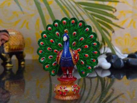 Peacock Statue - 5.5 Inches | Painted Peacock  Wooden Peacock for Home Decor Online now