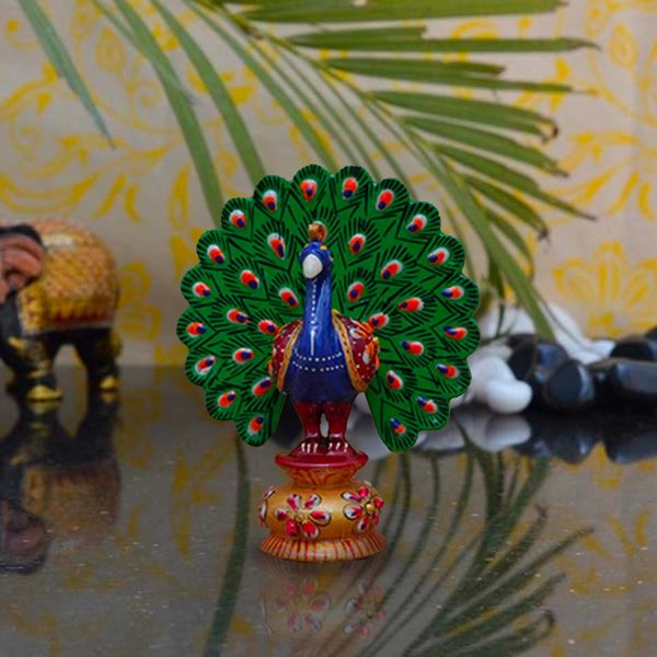 Peacock Statue - 5.5 Inches | Painted Peacock  Wooden Peacock for Home Decor Online now