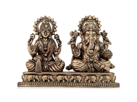 Laxmi Ganesh Murti - 3 x 3.75 Inches | Brass Idol  Sitting Laxmi Ganesh Statue for Pooja  195 Gms Approx Hot on Sale