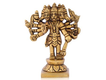 Panchamuga Hanuman - 4 x 3 Inches | Anjaneya Statue  Antique Brass Statue  Hanuman Murti for Pooja For Cheap