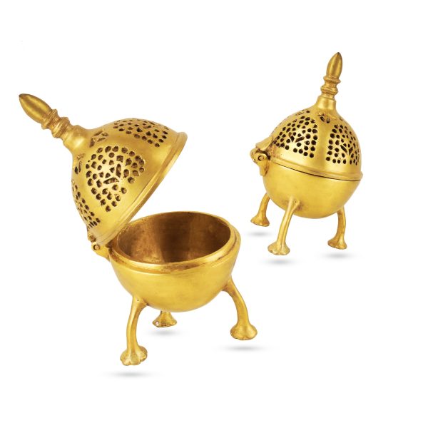 Sambrani Stand - 9 x 8 Inches | Antique Brass Dhoop Stand  Dhoop Holder for Pooja Fashion