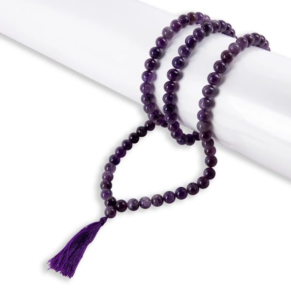 Brazilian Amethyst Mala - 19 Inches | Crystal Mala  Japa Mala for Men & Women For Sale