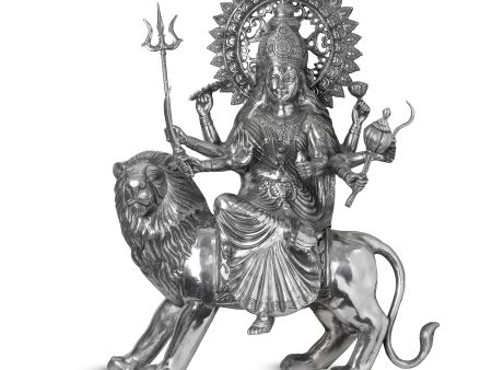 Durga Murti - 45 Inches | Sherawali Mata  Copper Idol for Pooja  15.580 Kgs Approx Online now