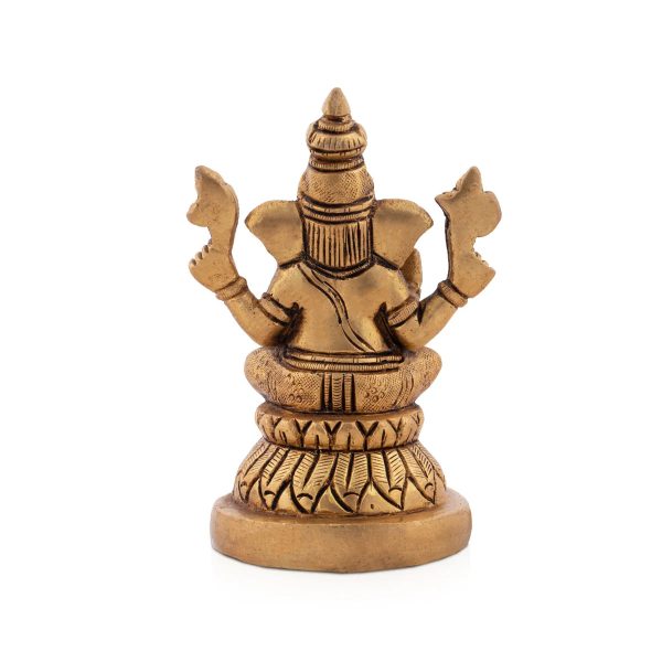 Ganesh Murti - 4.5 x 3 Inches | Antique Brass Statue  Vinayaka Idol for Pooja   680 Gms Approx Sale