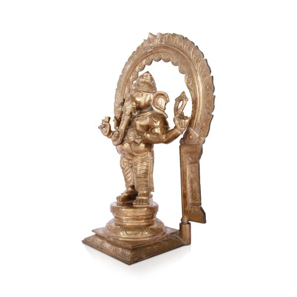 Ganesh Murti with Arch - 19 x 12 Inches | Panchaloha Idol  Ganpati Murti  Vinayaka Idol for Pooja  17.57 Kgs Hot on Sale