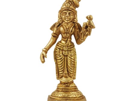 Meenakshi Amman Statue - 3.5 Inches | Meenakshi Brass Idol  Antique Finish Meenakshi Statue for Pooja For Sale