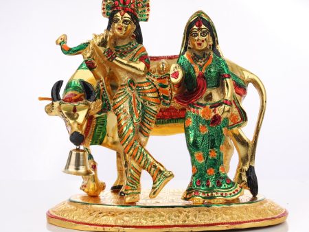 Radha Krishna Idol - 9.5 Inches | Aluminium Material  Radha Krishna Statue for Pooja  1.595 Gms Approx Sale