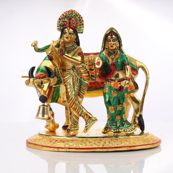 Radha Krishna Idol - 9.5 Inches | Aluminium Material  Radha Krishna Statue for Pooja  1.595 Gms Approx Sale