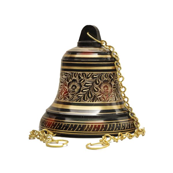 Brass Bell - 7.5 Inches | Brass Bell Hanging  Pooja Hanging Bell with Chain  Hanging Bells for Mandir Hot on Sale