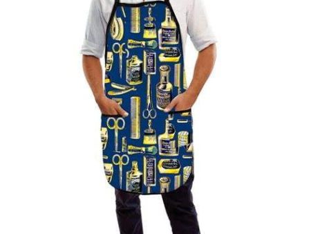 Betty Dain Vintage Barber Apron blue Gold Cheap