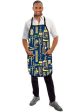 Betty Dain Vintage Barber Apron blue Gold Cheap