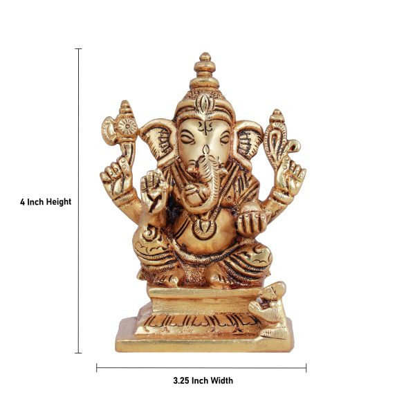 Ganesh Murti - 4.5 Inches | Antique Brass Statue  Vinayagar Statue  Ganesha Idol for Pooja Online