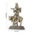 Krishna with Cow Statue - 5 x 4 Inches | Brass Idol  Cow and Krishna statue for Pooja  510 Gms Approx For Discount