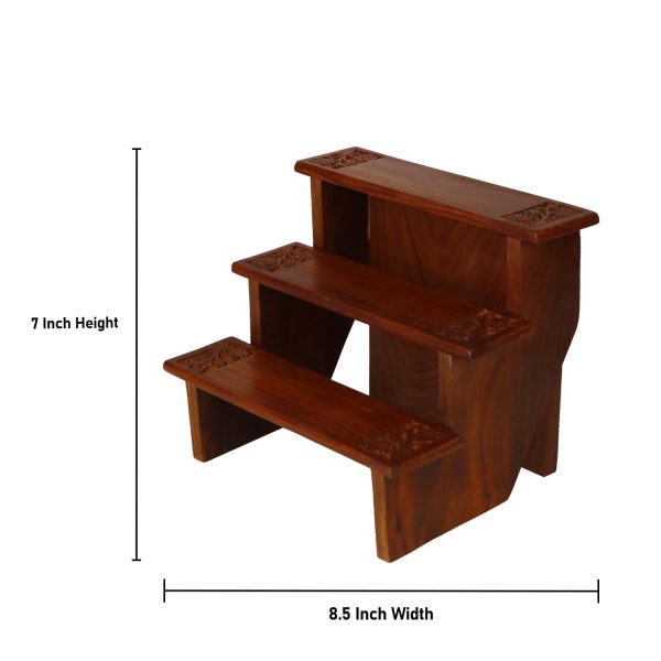 Golu Padi - 7 x 8.5 Inches | Wooden Golu Stand 3 Steps  Bommala Koluvu Stand for Home Online