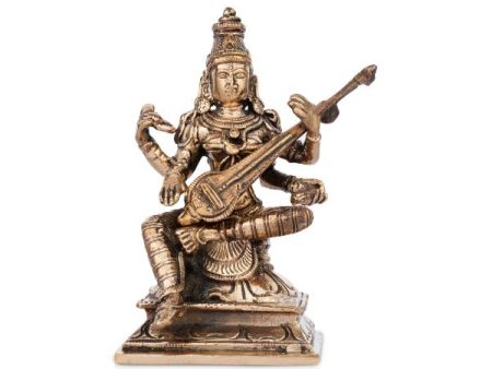 Saraswati Murti - 5 Inches | Panchaloha Statue  Saraswati Idol for Pooja  550 Gms Approx Supply