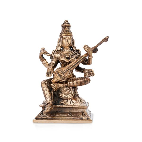 Saraswati Murti - 5 Inches | Panchaloha Statue  Saraswati Idol for Pooja  550 Gms Approx Supply