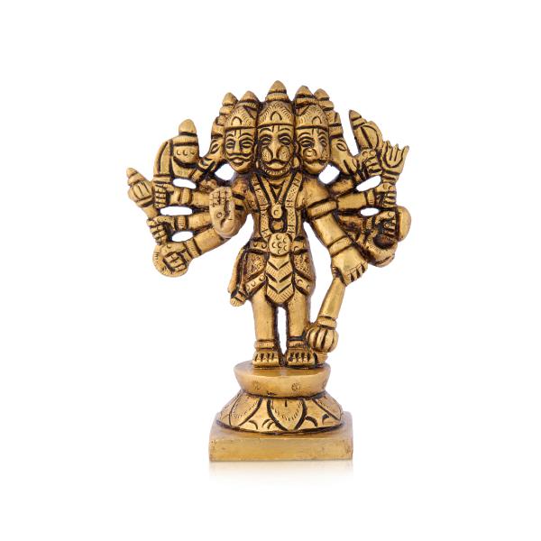 Panchamuga Hanuman - 4 x 3 Inches | Anjaneya Statue  Antique Brass Statue  Hanuman Murti for Pooja For Cheap