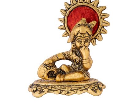 Butter Krishna - 3.5 x 2.75 Inches | Krishna Statue  Aluminium Krishna Idol for Pooja  75 Gms Approx Hot on Sale