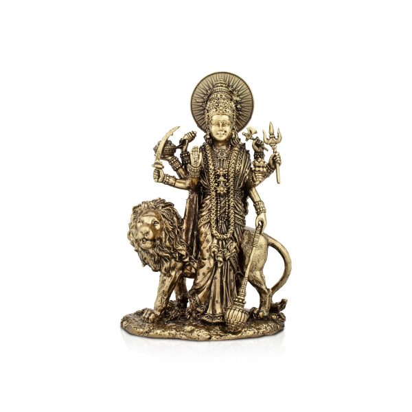 Durga Devi - 6 x 4 Inches | Durga Statue Sitting On Lion  Brass Idol  Durga Murti for Pooja  515 Gms Approx Online Hot Sale