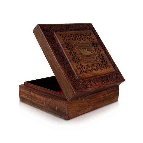 Jewel Box - 3 x 8 Inches | Elephant Inlaid Design Storage Box  Wooden Box for Women For Sale