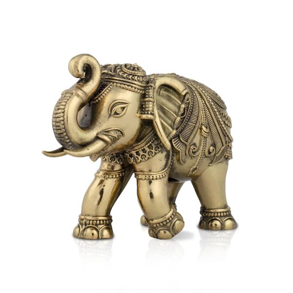 Elephant Statue - 4 x 5 Inches | Brass Idol  Elephant Figurine for Pooja  475 Gms Approx on Sale