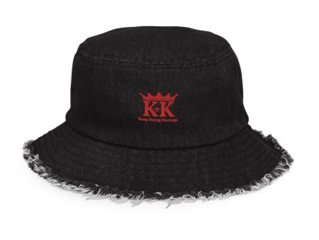 King Kashi Distressed denim bucket hat Online now