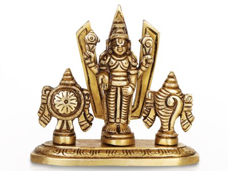 Balaji Murti - 3.5 Inches | Antique Brass Statue  Shankh Chakra Balaji Idol for Pooja  280 Gms Approx For Discount